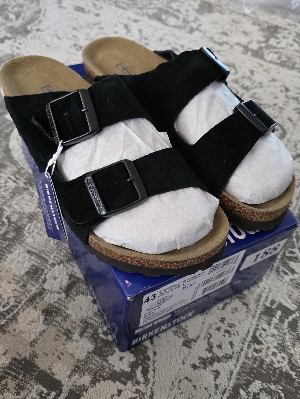 Birkenstock Soft Bed Arizona Black 43 - Narrow Mens 10 - Picture 8 of 9